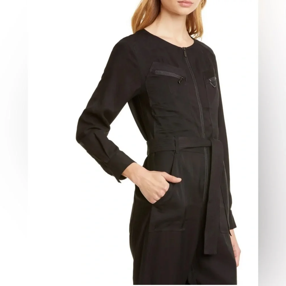 Karen Millen Black Long Sleeved Zippered Jumpsuit Sz US 6